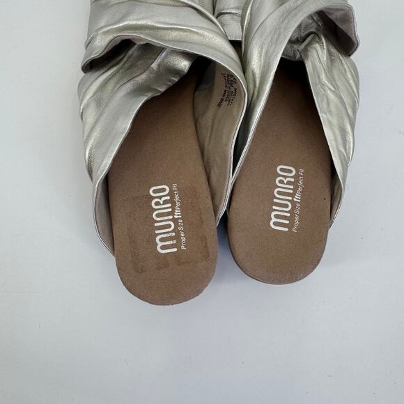 MUNRO Lee Women's Silver Metallic Slide Block Heel Mule Cross Strap Sandals 9.5 - Picture 7 of 9